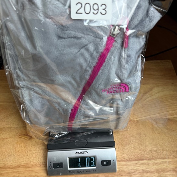 The North Face Gray Osito Teddy Fleece Jacket Pink Asymmetrical Zipper Women's S - Picture 8 of 8